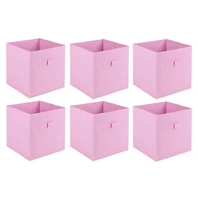 Set Of 6 Collapsible Cube Storage Boxes Kids Toys Carry Handles Basket Organiser • £16.49