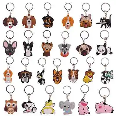 £2.99 • Buy Animal PVC Keyring Keychain Dog Cat Elephant Panda Pig Owl Pug Beagle