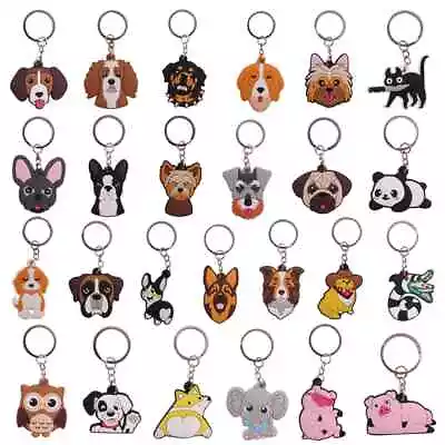 £2.99 • Buy Animal PVC Keyring Keychain Dog Cat Elephant Panda Pig Owl Pug Beagle