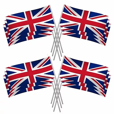 10 X Union Jack Hand Waving Party Flags GB British Queens Platinum 70th Jubilee • £7.16