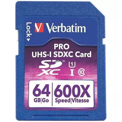 Verbatim Pro 64 Gb Microsd Extended Capacity [microsdxc] - Class 10/uhs-i - 104 • $26.21