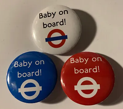 BABY ON BOARD UNDERGROUND PIN BADGE SET X 3 • £2.99