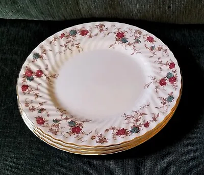 3 Minton ~ Ancestral S376 Bone China Swirled Gold Trim Dinner Plates ~ 10.5  • $39.95