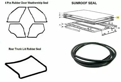 For BMW E30 Sedan 4 Door Weatherstrip Sunroof And Trunk Lid Rubber Seal 6 Pcs • $124.60