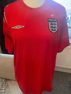 2004-2006 Umbro England Football Away Shirt Top Jersey Red Large International • £25