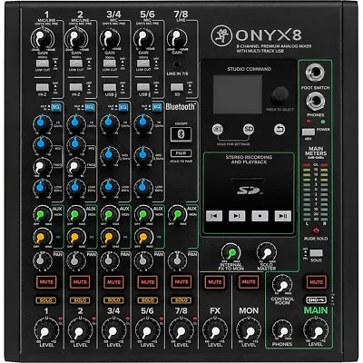 Mackie Onyx8 8-Channel Premium Analog Mixer With Multi-Track USB/Bluetooth LN • $395.99