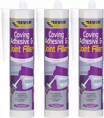 Everbuild COVE-EBD Coving Adhesive And Joint Filler White 290 Ml  X 3 • £7.88