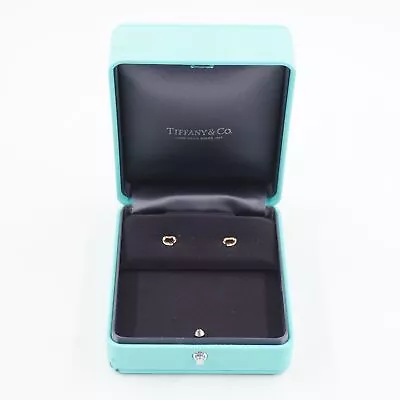 Tiffany & Co X Elsa Peretti 7mm Solid 18K Rose Gold Open Heart Earrings • $449.98