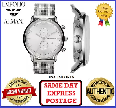 Emporio Armani AR0390 Classic Chronograph Silver Womens Wrist Watch • $249.99