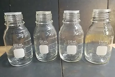 4 PYREX Glass 250mL Round Graduated Media Storage Bottle Without Caps • $11.46