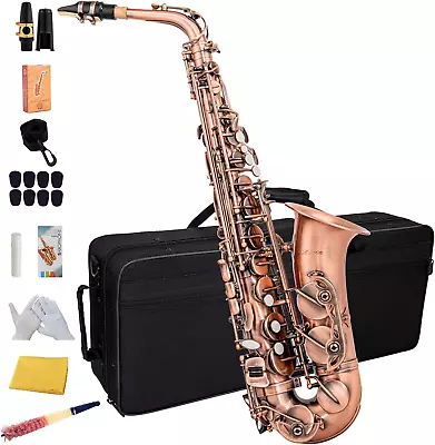 Alto Saxophone Antique Red Bronze Vintage Sax Eb E-Flat Student Beginner Full Ki • $347.09