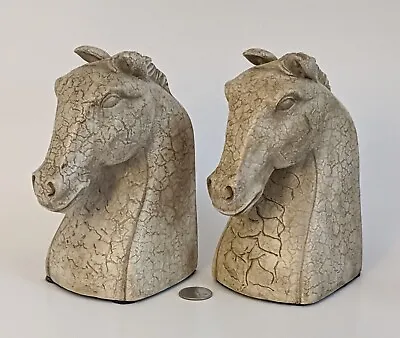 Set 2 Vintage Horse Head Bookends Heavy MCM Retro Style • $34.99