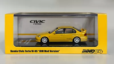 INNO64 1:64 Honda Civic Ferio Vi RS Yellow With Spoon Sports Decals & Wheels • $29.99