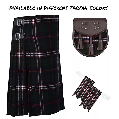 Men's 8 Yard Tartan Kilt Outfit Package Kilt - Tartan Sporran - Tartan Flashes • £50