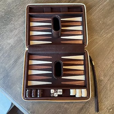 Vintage Cardinal Backgammon Set W/ Brown & Cream Bakelite Chips W Case 70’s READ • $12.99