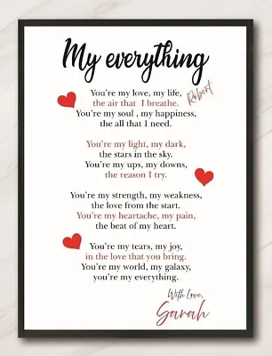 Personalised I Love You Poem Valentines Gifts For Her Him Wife Husband SP93 • £8.99