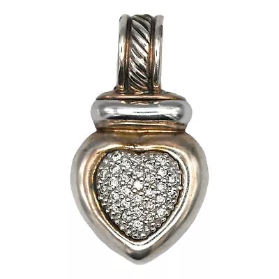 Vintage David Yurman Diamond Heart Cable Pendant 18k White Gold Sterling Silver • $3.25