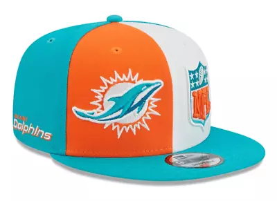 Men's New Era Orange/Teal Miami Dolphins 2023 Sideline 9FIFTY Snapback Hat Cap • $51.51