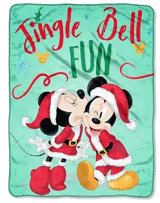 New Mickey Minnie Mouse Plush Fleece Gift Throw Blanket Christmas Holiday Disney • $38.68