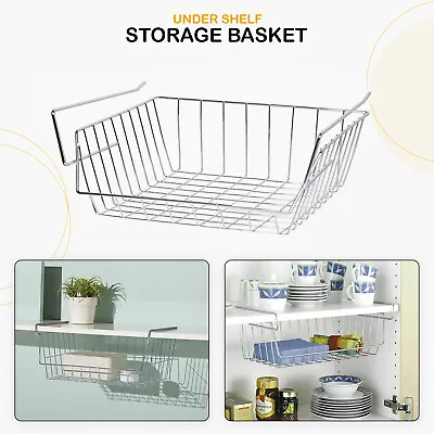 2x Under Shelf Storage Basket Rack Kitchen Cupboard Large Heavy-duty Organizer • £10.98