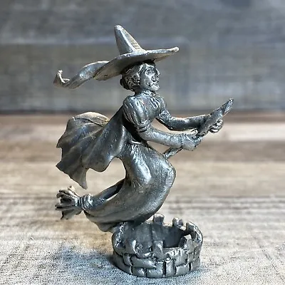 Wizard Of Oz WICKED WITCH On Broom Pewter Figurine COMSTOCK CCI 6225 RARE • $26.99