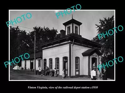 OLD LARGE HISTORIC PHOTO OF VINTON WEST VIRGINIA THE RAILROAD DEPOT C1930 • $5.44