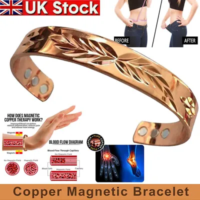 Ladies Copper Magnetic Bracelet Carpal Tunnel Bangle Arthritis Pain Relief Uk • £5.69