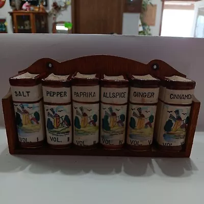 Vintage Westwood Books Spice Rack-Windmills-Made In Japan-Complete With Shelf • $30