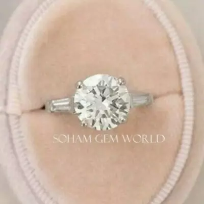 2 Ct Round Cut Real Moissanite Three Stone Engagement Ring Solid 14k White Gold • $559.99