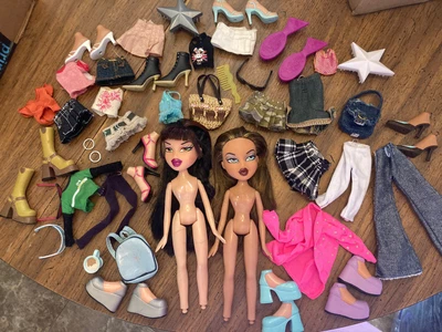 $100 • Buy Bratz Doll Lot, 2 Dolls, Clothes, Accessories, Shoes, Brushes