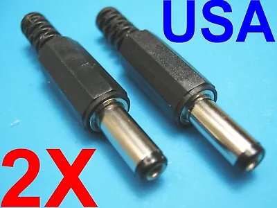 Two 5.5mm X 2.5mm/2.1mm Coaxial DC Power Plug Solder Terminals 14mm Barrel CCTV • $1.94