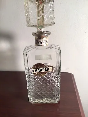Vtg. I. W. Harper Whiskey 100 Proof Gold Label Glass Decanter • $12.99