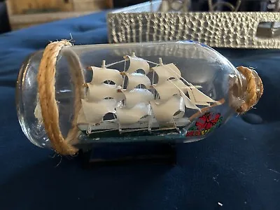 Vintage Gorch Fock Sailing Ship In A Glass Bottle Model With Stand; Hawaii • $49.99