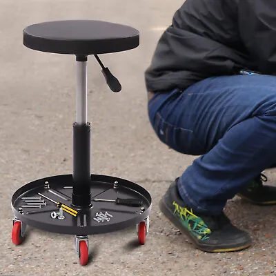 Rolling Garage Stool Adjustable Mechanic Work Shop Seat With 5 Caster 300 LBS  • $44
