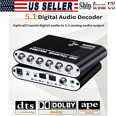 Digital 5.1 Audio Decoder Dolby Dts/Ac-3 Optical RCA Analog Converter For TV • $37.99