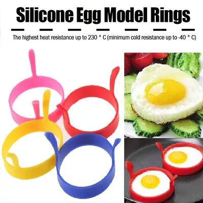 4Pack Silicone Baking Mould Egg Maker Pancake Egg Ring Non-stick Round Egg Rings • £6.30