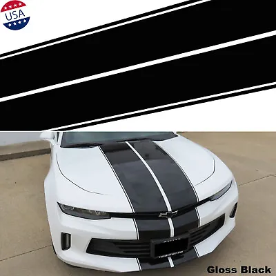 $28.99 • Buy 4-line 78'' Black Racing Stripe Hood Roof Vinyl Sticker For Chevy Camaro 