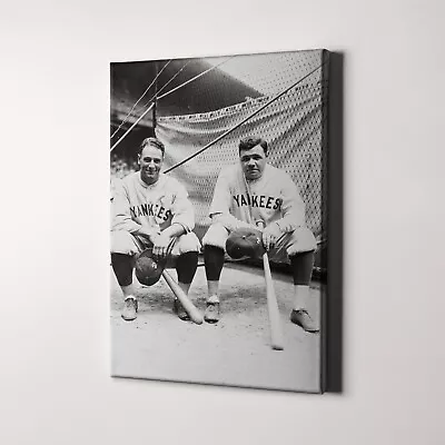 Babe Ruth Lou Gehrig New York Yankees MLB Baseball 1900s Canvas Wall Art Print • $49