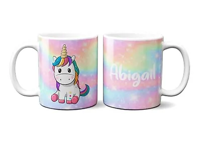 Personalised Name Cute Unicorn Kids Children's Coffee Mug Gift 11oz Ceramic • £9.49