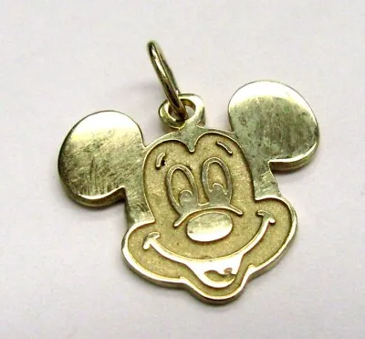 14K Gold Disney Signed Mickey Mouse Head Charm Pendant - 5/8  • $160