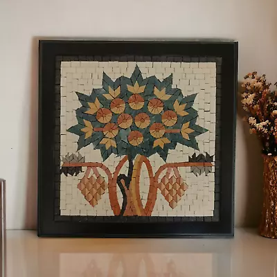 Madaba Tree Hand Made  11 X11  Mosaic Marble Tile Art Home Decor Vintage Wall • $97