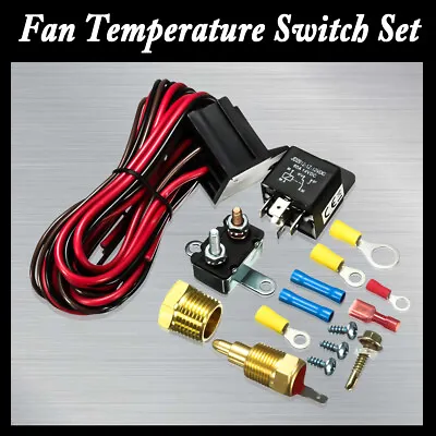 £18.75 • Buy Engine Cooling Fan Thermostat Temperature Switch Sensor Relay Kit 210-195 Degree
