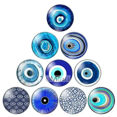 10Pcs Flat Back Making Findings Colorful Evil Eyes Round Glass Cabochon Jewelry • $17.98