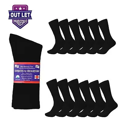 6-12 Pairs Health Circulatory Cotton Crew Diabetic Socks Size 9-11 10-13 13-15 • $18.49