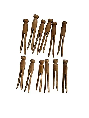 Vintage Wooden Round Head Clothes Pins Lot Of 12 Crafts Decor • $5.95