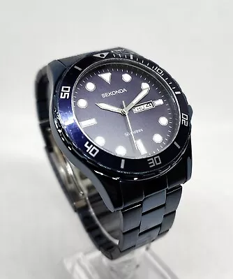 Sekonda 44mm 1703 Blue Mens Watch 50M WR New Old Stock New Battery Fitted  • £34.99