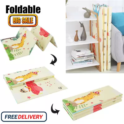 2 Sided Baby Foam Play Mat Foam Crawling Soft Blanket Cartoon Waterproof Picnic • £15.95