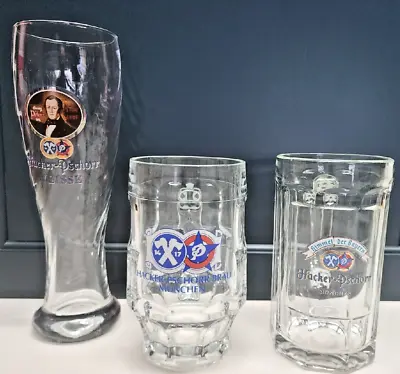 Hacker-Pschorr Brau Munchen 3 German Glasses /Mugs • $16.95