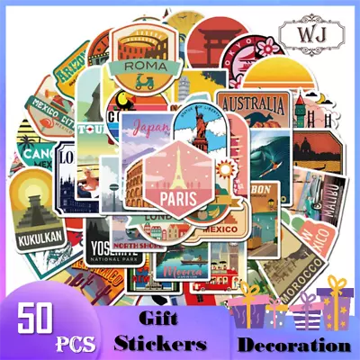 50pcs City Travel Landscape Famous Vinyl Decal Stickers Laptop Waterproof Phone • $5.99