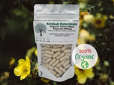 USDA Certified Organic Fresh Yellow Maca Root Capsules 500mg Non GMO Vegetarian • $105